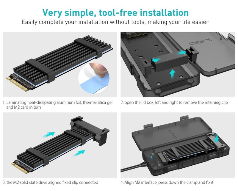 ineo Lightweight Plastic Tool-Free M.2 NVMe SSD Enclosure - 10Gbps Type C [C2575 M2 NVMe] - Image 4